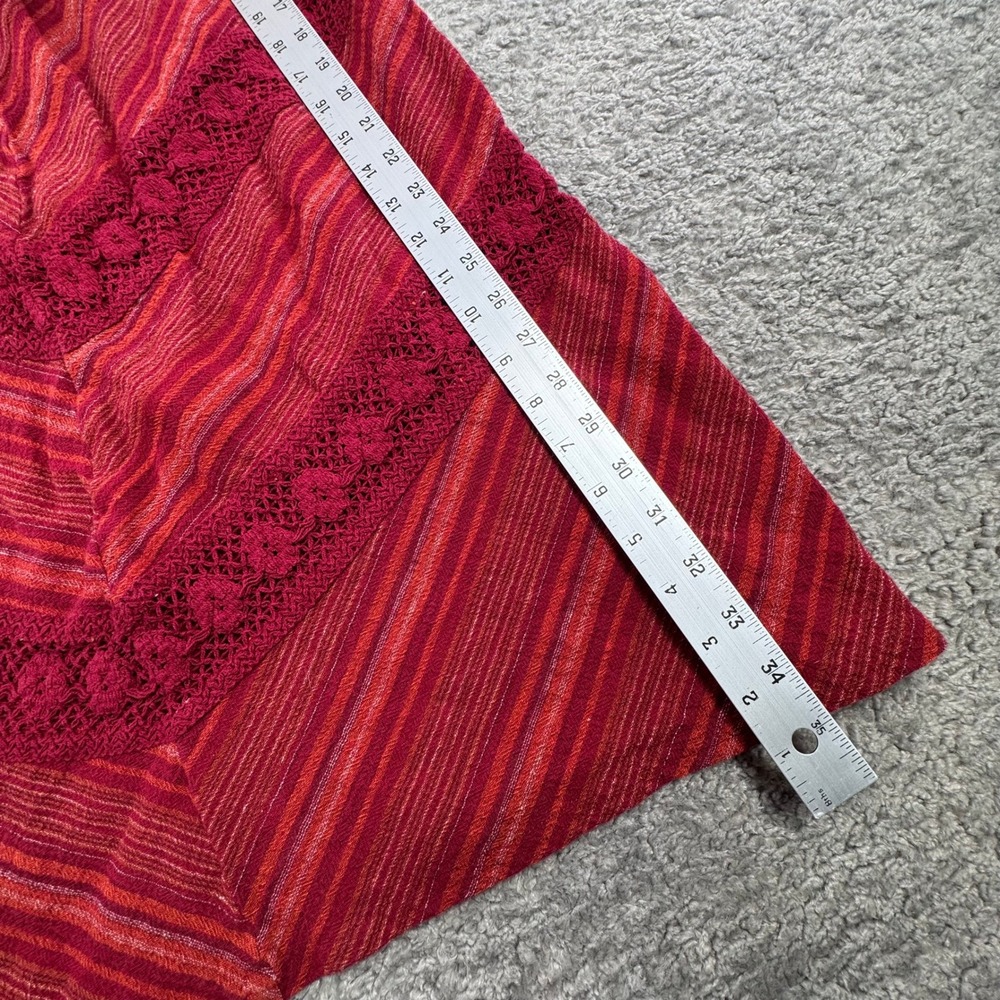 Prana Womens Red Orange Striped Chevron Crochet Lace Midi Skirt W3GINN115 Size 8 - Picture 4 of 10